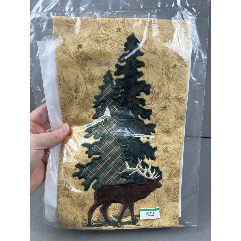 Applique Embroidered Quilt Block Fabric Reindeer Moose XMas - Shari Shari's x2